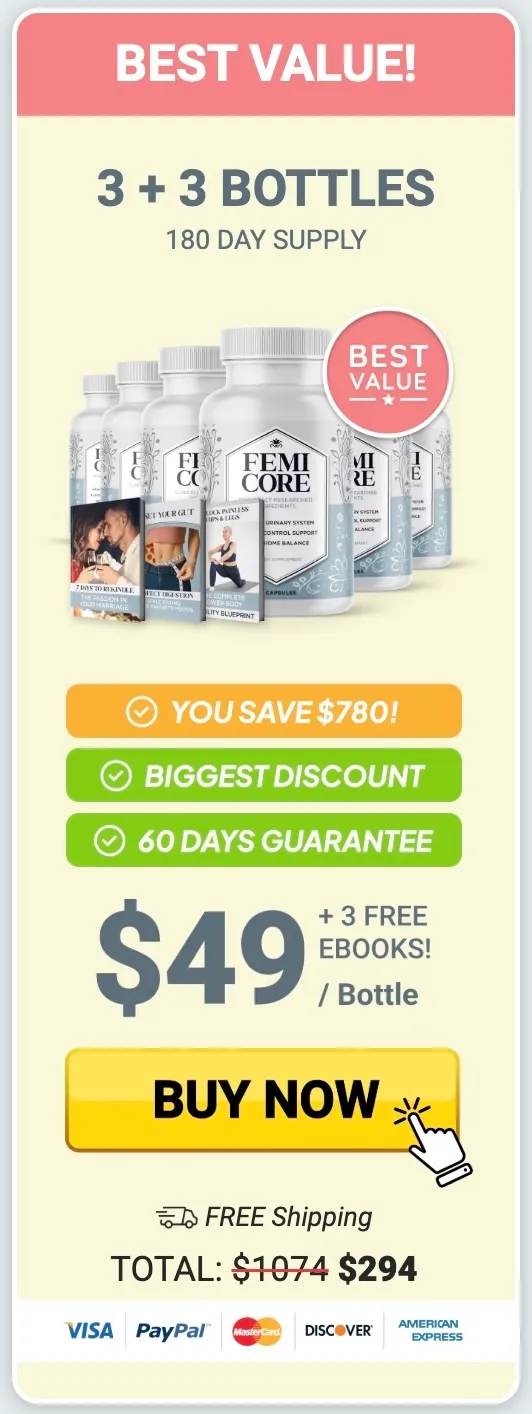 FemiCore 6 bottle pack - Best Value